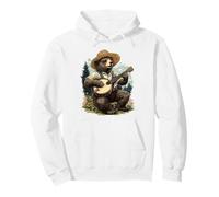 Mono de Sombrero de Paja para Reproductor de música Popular Banjo Bear Sudadera con Capucha