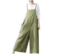 Mono de verano para mujer: mono con bolsillos grandes, pantalones de trabajo retro, oversize, sin mangas, holgados, pantalones de verano de un solo color, pantalones de peto con tiras para exterior