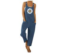 Mono de verano para mujer, sin mangas, elegante, cómodo y ancho con cordón y tirantes para jumpsuit casual con bolsillos, pelele de mujer de verano de una pieza y mono entero mono de maternidad