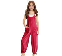 Mono de Verano sin Mangas para niñas, Mono Informal de Color Liso con Tirantes Finos, piernas cónicas y Bolsillos, Ropa de Juego cómoda para bebés y niños Mono Scooter