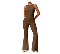 Mono de yoga sexy sin espalda for mujer, pantalones anchos acampanados, traje deportivo sin mangas, levantamiento de glúteos, cintura elástica, gimnasio, pilates y fitness. Para Entrenamiento, Yoga y