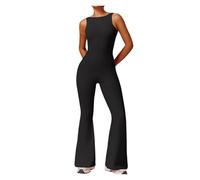 Mono de yoga sexy sin espalda for mujer, pantalones anchos acampanados, traje deportivo sin mangas, levantamiento de glúteos, cintura elástica, gimnasio, pilates y fitness. Para Entrenamiento, Yoga y