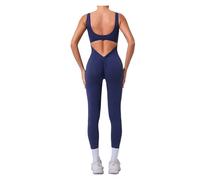 Mono deportivo de yoga sin costuras for mujer, con espalda abierta, for entrenamiento al aire libre, correr, gimnasio, leggings, chándal for mujer Para Entrenamiento, Yoga y Baile(Deep BLUE,M)