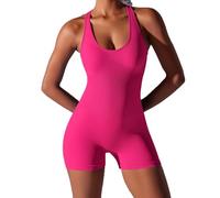 Mono Deportivo Mujer Corto sin Mangas Peto Cuello Cuadrado Jumpsuit Body Traje Una Pieza Deporte Bodycon Elásticos Pantalones Corto Bodysuit para Gimnasio Yoga Fitness Sexy Mallas 2025