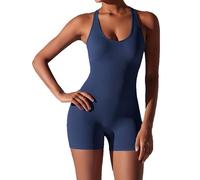 Mono Deportivo Mujer Corto sin Mangas Peto Cuello Cuadrado Jumpsuit Body Traje Una Pieza Deporte Bodycon Elásticos Pantalones Corto Bodysuit para Gimnasio Yoga Fitness Sexy Mallas 2025