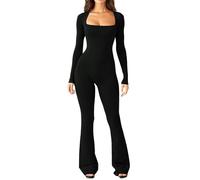 Mono Deportivo Mujer Manga Larga Jumpsuit Sexy sin Costuras Monos Ajustados Largos Elástico Body Overol Traje Una Pieza Conjunto Ropa Deportiva Fitness Yoga