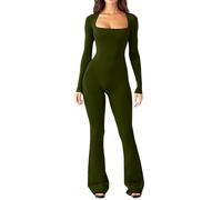 Mono Deportivo Mujer Manga Larga Jumpsuit Sexy sin Costuras Monos Ajustados Largos Elástico Body Overol Traje Una Pieza Conjunto Ropa Deportiva Fitness Yoga Gimnasio