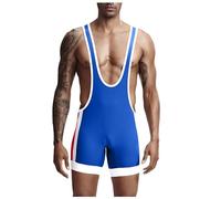 Mono deportivo para hombre de leotardo atlético, corte ajustado, camiseta deportiva para levantamiento de pesas, body de una pieza, sin mangas, soporte deportivo, uniforme de lucha libre, O azul., XL