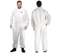 Mono Desechable Hazmat | Traje de Pintor de Cuerpo Completo de Alta Resistencia en 7 Tallas con Múltiples Especificaciones para Hombres y Mujeres Sin Capucha (1, Blanco, M)