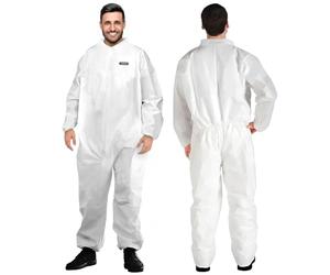 Mono Desechable Hazmat | Traje de Pintor de Cuerpo Completo de Alta Resistencia en 7 Tallas con Múltiples Especificaciones para Hombres y Mujeres Sin Capucha (2, Blanco, L)