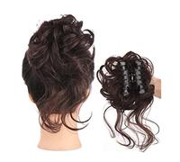 Moño desordenado 1 pieza de postizos ondulados rizados sintéticos con clip en garra para el cabello, moño para mujeres, moño de pelo rizado desordenado, extensión de moño de cabello humano real (col