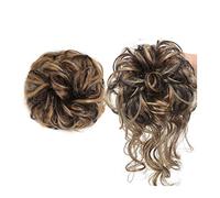 Moño desordenado 2 piezas bandas Scrunchies extensión rizado ondulado cola de caballo postizos moño sintético pelo desordenado, postizo de moño para mujeres con cabello elástico moños de cabello