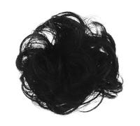 Moño Desordenado de Cabello Humano Negro, Postizo para Mujer