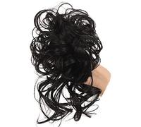 Moño desordenado Extensión de moño sintético con banda elástica Banda goma Pieza cabello Rizado cola caballo ondulado Pieza de Pelo de Moño Desordenado
