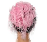 Moño desordenado sintético despeinado Updo moño desordenado piezas de pelo extensiones de pelo con banda elástica coletas extensiones de cabello para mujeres moños de cabello humano real (color: ros