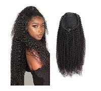 Moño Despeinado para Mujer 1 paquete de extensión cola caballo con cordón ondulado rizado, horquilla brasileña, peluca, moño negro Natural Moño Postizo(16inches)