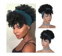 Moño Despeinado para Mujer 1 paquete de rizos sintéticos con flequillo, cordón extensión cola caballo corto for mujeres, peluca moño sintético Afro High Puff Moño Postizo(004)