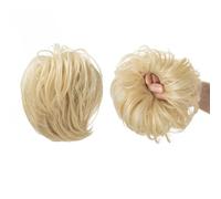 Moño Despeinado para Mujer 1 pieza de anillo peluca con cabeza bola, pelo rizado barba larga esponjosa Natural, cola caballo, extensión cabello trenzado, bolsa, moño Moño Postizo(Beach blonde)