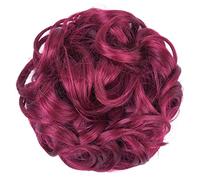Moño Despeinado para Mujer 1 pieza de pelo moño desordenado, rizado sintético, extensiones cabello cola caballo, lazos elásticos for el for uso diario Moño Postizo(Burg)