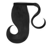 Moño Despeinado para Mujer 18 pulgadas estiramiento sintético envoltura cola de caballo peine extensiones cabello liso moño for mujeres Moño Postizo(1B)