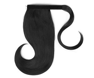 Moño Despeinado para Mujer 18 pulgadas estiramiento sintético envoltura cola de caballo peine extensiones cabello liso moño for mujeres Moño Postizo(1B)