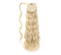 Moño Despeinado para Mujer 24 pulgadas largo ondulado cola de caballo envoltura banda for el cabello extensiones sintéticas rubia ondulada peluca mujeres moño pelo Moño Postizo(M24-613)