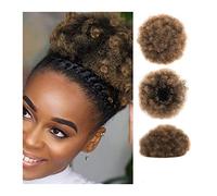 Moño Despeinado para Mujer Afro Puff con cordón Extensión de cola caballo Bollo rizado Peluca corta sintética for mujeres negras pelo Moño Postizo(1BT27#)