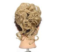 Moño Despeinado para Mujer Bollo sintético Donut Bun Extensiones de cabello cola caballo Rizos rubios desordenados con banda goma elástica Peluca pelo for mujeres Moño Postizo(24)