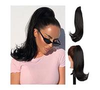 Moño Despeinado para Mujer Clip de extensión cabello cola caballo largo y recto sintético 16 "Clip garra moño rizado for uso diario las mujeres Moño Postizo(B)
