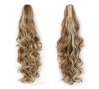 Moño Despeinado para Mujer Cola de Caballo ondulada larga, Clip garra grande, pinza pelo ondulado, extensión cabello, cola caballo sintética resistente al calor, peluca for mujer Moño Postizo(06)