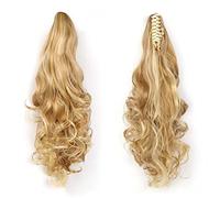 Moño Despeinado para Mujer Cola de Caballo ondulada larga, Clip garra grande, pinza pelo ondulado, extensión cabello, cola caballo sintética resistente al calor, peluca for mujer Moño Postizo(04)
