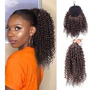 Moño Despeinado para Mujer Cola de Caballo rizada sintética Afro Kink, extensiones Clip cola caballo con cordón rizado, moño for el cabello, accesorio for for mujer, peluca Moño Postizo(4,9inches)