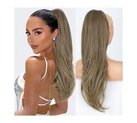 Moño Despeinado para Mujer Cola de Caballo sintética con cordón ondulado largo 26 "con extensión horquilla, moño peluca for mujer todos los días Moño Postizo(Brown)
