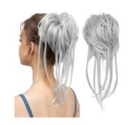 Moño Despeinado para Mujer Donut Bun Messy Ponytail Extensiones con elástico Bungee Curl Hair Bands Extension Pelucas for mujeres Moño Postizo(Light Silver Grey)