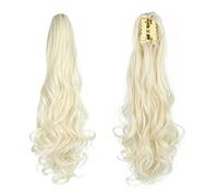 Moño Despeinado para Mujer Extensión de cabello cola caballo ondulado sintético largo Clip garra extensión peluca fibra resistente al calor for mujeres Moño Postizo(20)