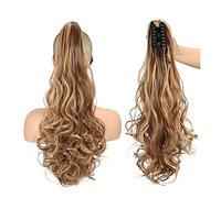 Moño Despeinado para Mujer Extensión de cabello cola caballo ondulado sintético largo Clip garra extensión peluca fibra resistente al calor for mujeres Moño Postizo(43)