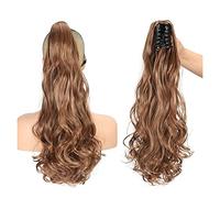 Moño Despeinado para Mujer Extensión de cabello cola caballo ondulado sintético largo Clip garra extensión peluca fibra resistente al calor for mujeres Moño Postizo(31)