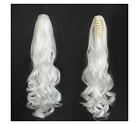 Moño Despeinado para Mujer Extensión de cabello cola caballo ondulado sintético largo Clip garra extensión peluca fibra resistente al calor for mujeres Moño Postizo(22)