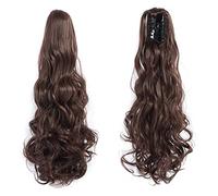 Moño Despeinado para Mujer Extensión de cabello cola caballo ondulado sintético largo Clip garra extensión peluca fibra resistente al calor for mujeres Moño Postizo(01)