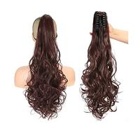 Moño Despeinado para Mujer Extensión de cabello cola caballo ondulado sintético largo Clip garra extensión peluca fibra resistente al calor for mujeres Moño Postizo(35)