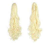 Moño Despeinado para Mujer Extensión de cabello cola caballo ondulado sintético largo Clip garra extensión peluca fibra resistente al calor for mujeres Moño Postizo(21)