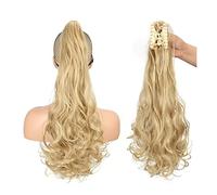 Moño Despeinado para Mujer Extensión de cabello cola caballo ondulado sintético largo Clip garra extensión peluca fibra resistente al calor for mujeres Moño Postizo(27)