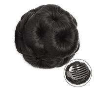 Moño Despeinado para Mujer Extensión de cola caballo estilo Floral for moño sintético Moño Postizo(B)