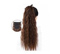 Moño Despeinado para Mujer Extensión de pelo cola caballo con ondas maíz 22 pulgadas largo, coleta rizada esponjosa sintética, pinza for el, peluca for mujer, moño for Moño Postizo(04)