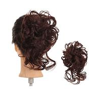 Moño Despeinado para Mujer Extensiones de cabello cola caballo moño pelo rizado sintético Moño largo y desordenado con banda elástica Diademas mujer Moño Postizo(0017)