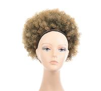 Moño Despeinado para Mujer Moño de pelo rizado sintético corto 10 pulgadas con extensiones cola caballo cordón Afro Shaggy Bun for mujeres negras Moño Postizo(T1B/27)