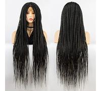 Moño Despeinado para Mujer Moño de peluca encaje completo sintético for mujer, trenzas trenzadas, pelo trenzado negro 36 pulgadas, accesorios for el cabello for Moño Postizo(1Bbug)