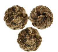 Moño Despeinado para Mujer Moño sintético desordenado Donut Bun rizado con banda de goma elástica Extensiones cola caballo pelo for mujeres Moño Postizo(9H19)