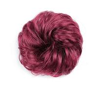 Moño Despeinado para Mujer Moño sintético rizado moño desordenado de rosquilla con banda goma elástica for mujeres extensión cola caballo pelo Moño Postizo(Burg)