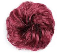 Moño Despeinado para Mujer Sintético Messy Bun Donut Cola de caballo Extensiones cabello Bollo pelo con banda goma elástica for mujeres Moño Postizo(BURG)
